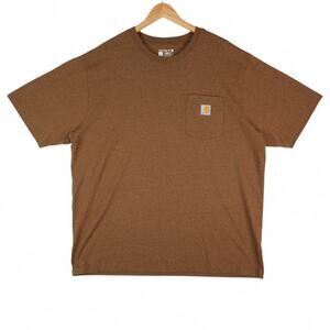 Carhartt T-Shirt Mens XL Brown Loose Fit Heavyweight Pocket Tee Workwear K87 B00